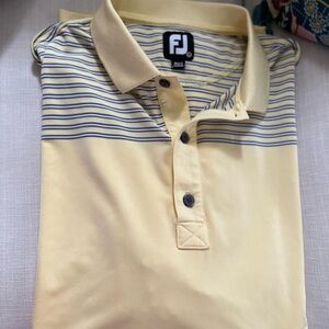 FootJoy Yellow and Blue Striped Polo Shirt